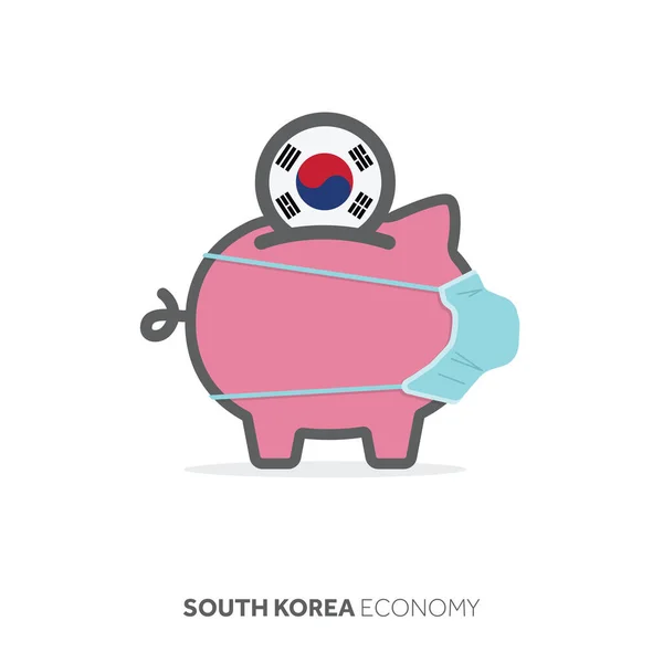 Dél-Korea egészségügyi megtakarítása. Orvosi arcmaszkkal ellátott malacpersely — Stock Vector