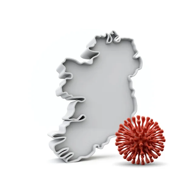 Karta över Irland med dödligt koronavirus. 3D-konvertering — Stockfoto