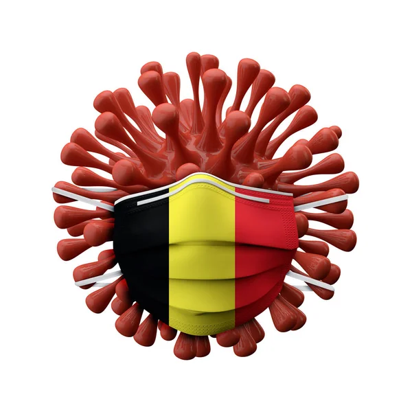 比利时的防毒面具贴在病毒细菌上.3d渲染 — 图库照片