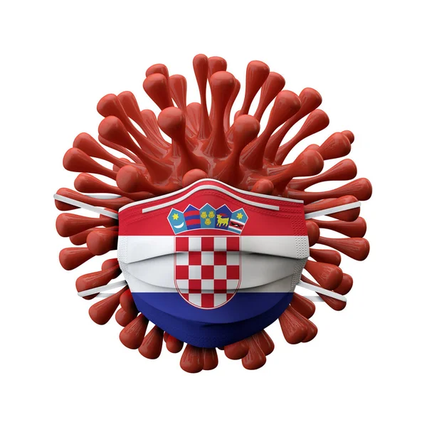 Η Κροατία σηματοδοτεί προστατευτική μάσκα σε βακτήρια του ιού. 3d αποτύπωση — Φωτογραφία Αρχείου