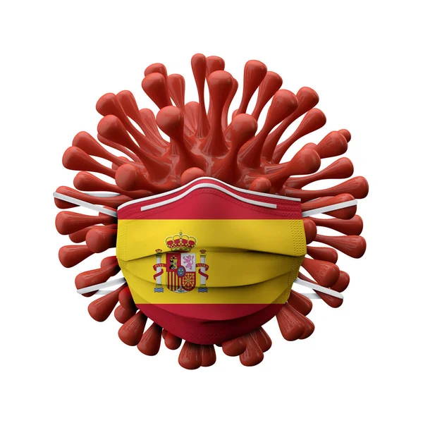 Іспанія тримає захисну маску на бактеріях вірусу. 3d Render — стокове фото