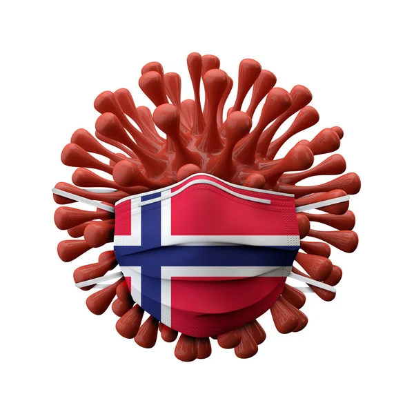 Norvegia bandiera maschera protettiva su un virus batteri. Render 3D — Foto Stock