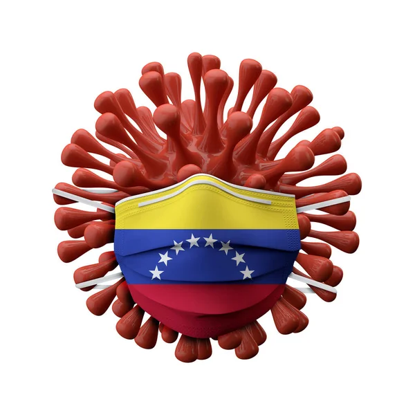 Venezuela maschera protettiva bandiera su un virus batteri. Render 3D — Foto Stock