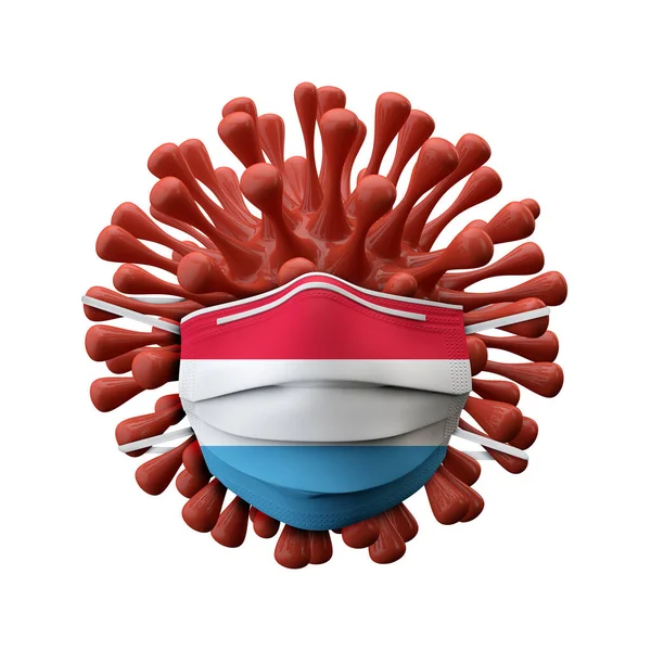 Luxembourg flag protective mask on a virus bacteria. 3D Render — Stock Photo, Image