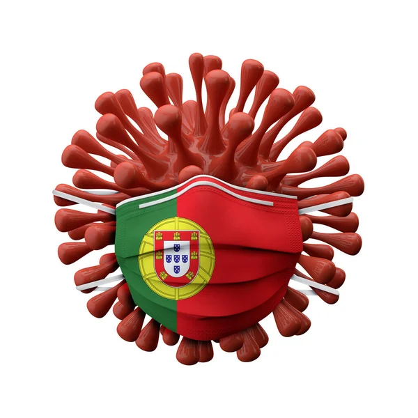 Portugalsko vlajka ochranné masky na virové bakterie. 3D vykreslení — Stock fotografie