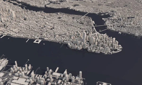 뉴욕 시 3D 렌더링 지도. 공중 위성 사진. — 스톡 사진