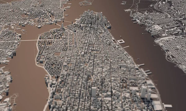 New York City map 3d Rendering Вид з літака.. — стокове фото