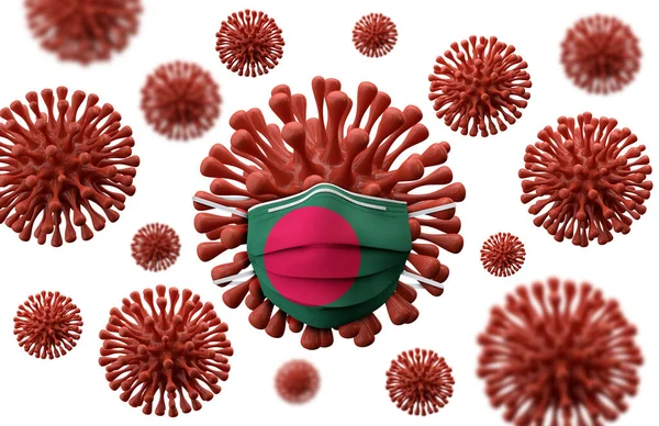 Bangladesz flaga maska ochronna na bakterii wirusa. 3d Renderowanie — Zdjęcie stockowe