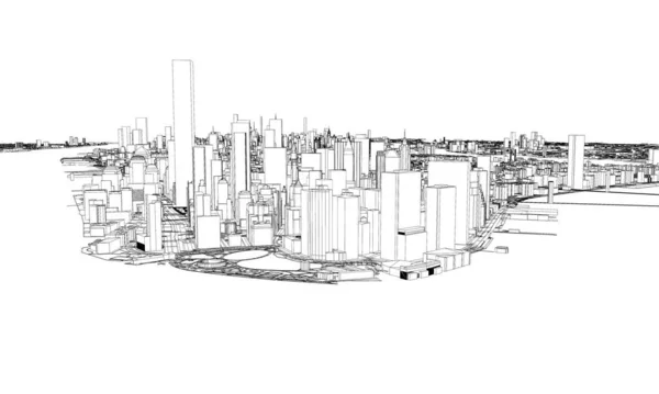 New York 'un minimal planlı şehir haritası. 3d Hazırlama — Stok fotoğraf