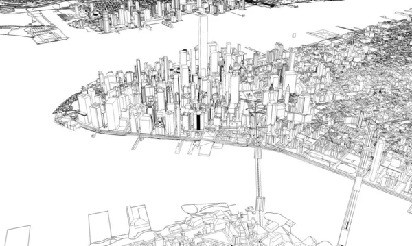 Mapa de Nueva York de estilo plano mínimo. Renderizado 3D — Foto de Stock