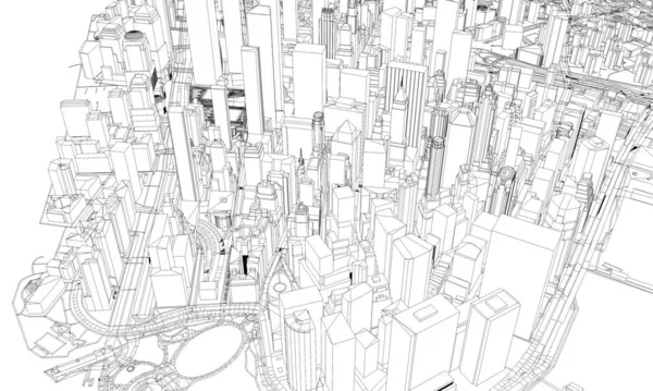 纽约最低蓝图风格的城市地图。3d渲染 — 图库照片