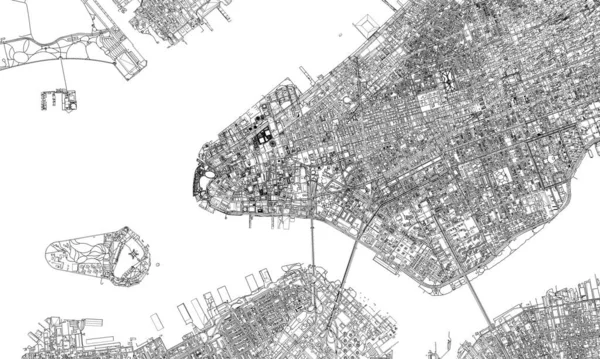 New York 'un minimal planlı şehir haritası. 3d Hazırlama — Stok fotoğraf
