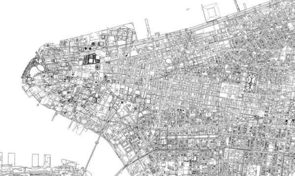 Nova Iorque mapa da cidade estilo blueprint mínimo. Renderização 3D — Fotografia de Stock
