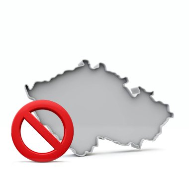 Kırmızı giriş uyarısı olmayan Çek Cumhuriyeti haritası. 3d Hazırlama