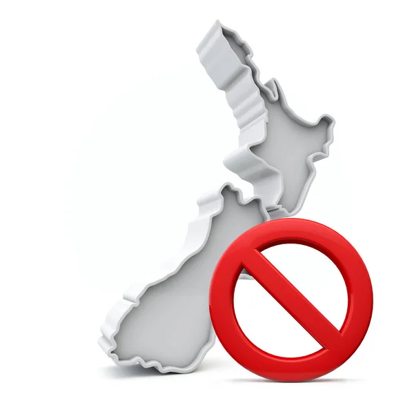 Kırmızı giriş uyarısı olmayan Yeni Zelanda haritası. 3d Hazırlama — Stok fotoğraf