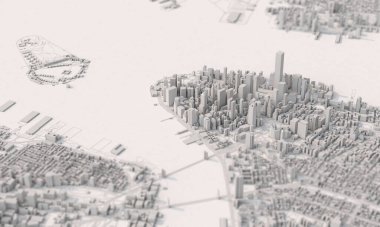 New York şehir haritası hava manzarası. Gri minimal tasarım. 3d Hazırlama