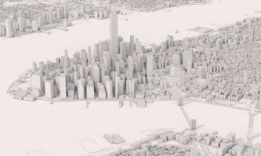 New York şehir haritası hava manzarası. Gri minimal tasarım. 3d Hazırlama
