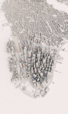 New York şehir haritası hava manzarası. Gri minimal tasarım. 3d Hazırlama