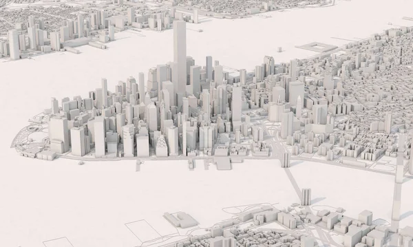 Vista aérea del mapa de Nueva York. diseño minimalista gris. Renderizado 3D — Foto de Stock