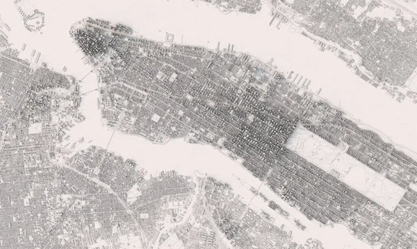 Vista aérea del mapa de Nueva York. diseño minimalista gris. Renderizado 3D — Foto de Stock