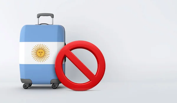 Аргентинський прапор без знака входу. Заборона подорожей. 3D Render — стокове фото