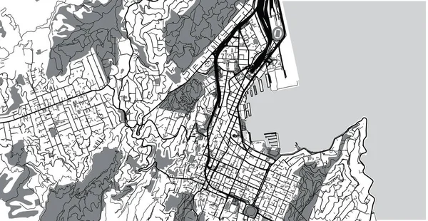 Mappa città vettoriale urbana di Wellington, Nuova Zelanda — Vettoriale Stock