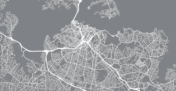 Carte de ville Auckland, Nouvelle-Zélande sur vecteur urbain — Image vectorielle