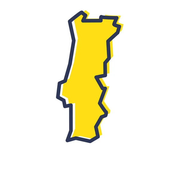 Mappa stilizzata semplice contorno giallo del Portogallo — Vettoriale Stock