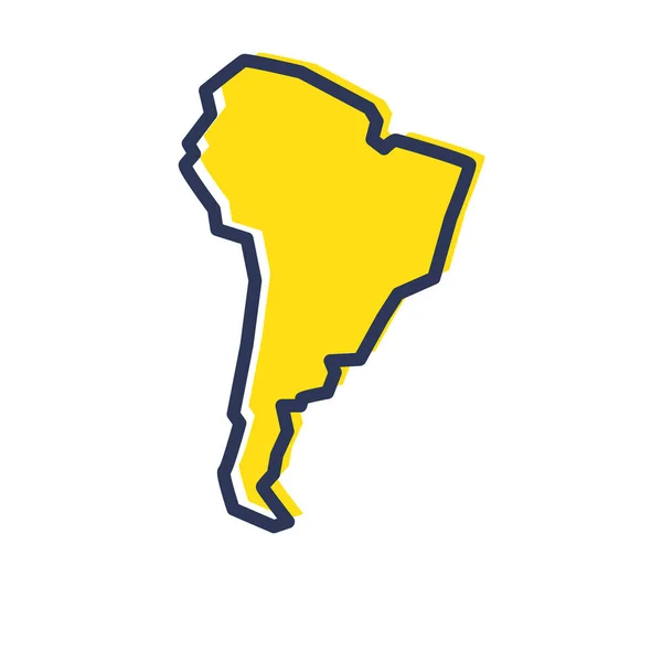 Mappa stilizzata semplice contorno giallo del Sud America — Vettoriale Stock