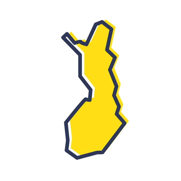 Mappa stilizzata semplice contorno giallo della Finlandia — Vettoriale Stock