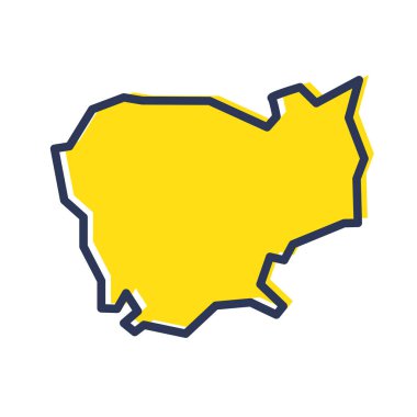 Kamboçya 'nın basit sarı dış hat haritası