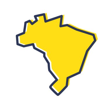 Brezilya 'nın basit sarı dış hat haritası