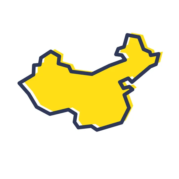 Mappa stilizzata semplice contorno giallo della Cina — Vettoriale Stock