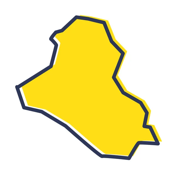 Estilizado mapa de contorno amarillo simple de Irak — Archivo Imágenes Vectoriales