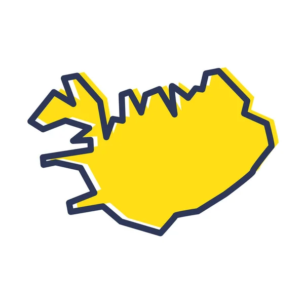 Mappa stilizzata semplice contorno giallo dell'Islanda — Vettoriale Stock