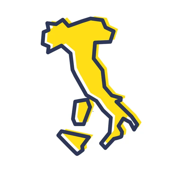 Mappa stilizzata semplice contorno giallo dell'Italia — Vettoriale Stock