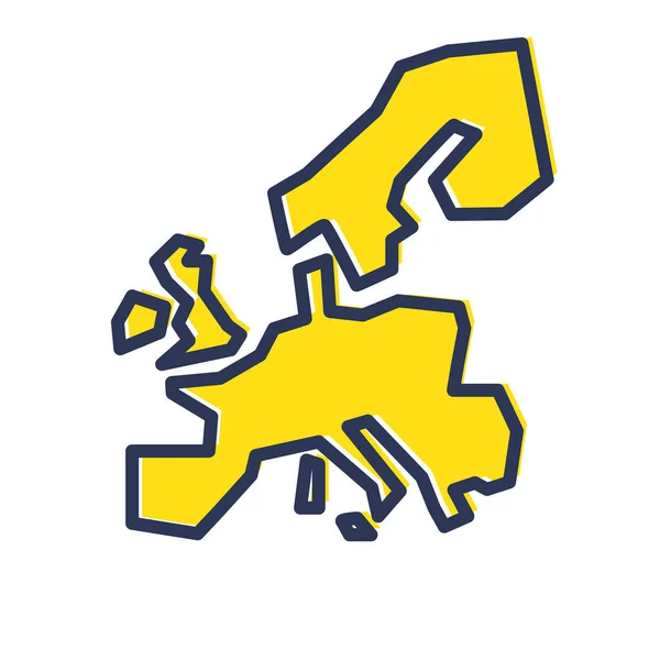 Stylizovaná jednoduchá žlutá obrysová mapa Evropy — Stockový vektor