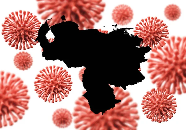 Venezuela map over a scientific virus microbe background. 3D Rendering — Stock Photo, Image