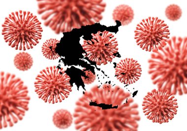 Yunanistan bilimsel bir virüs mikrop arka planının haritasını çıkarıyor. 3B Hazırlama