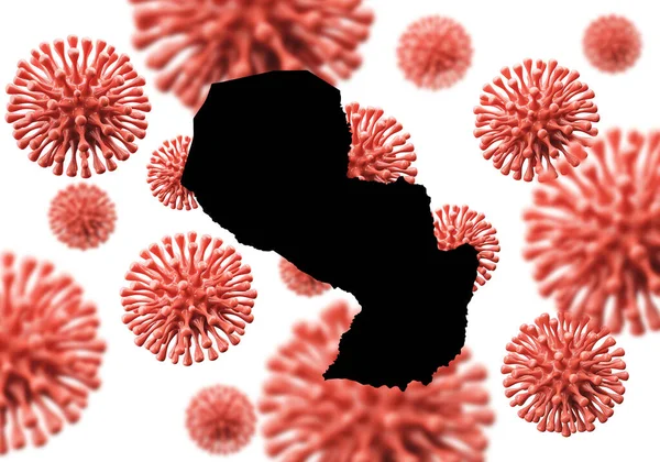 Paraguay karta över en vetenskaplig virus mikrob bakgrund. 3D-återgivning — Stockfoto