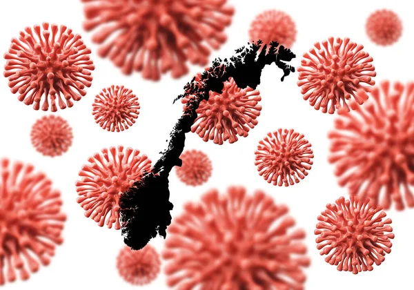 Norvège carte sur un fond de microbe de virus scientifique. Rendu 3D — Photo