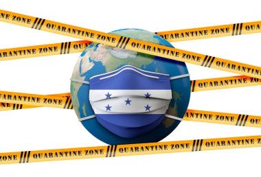Honduras bayrak koruyucu tıbbi maske karantina bölgesi. 3B Hazırlama