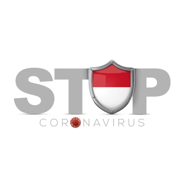 Indonesisch beschermschild. Stop het coronavius concept. 3D Render — Stockfoto
