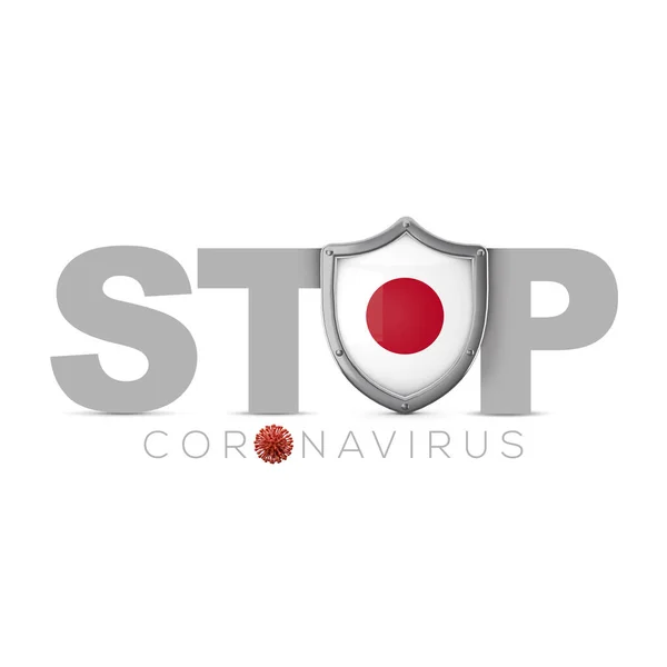 Japans beschermschild. Stop het coronavius concept. 3D Render — Stockfoto