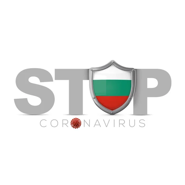 Bulgária escudo protetor. Pára com o conceito de coronavius. Renderização 3D — Fotografia de Stock