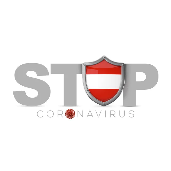 Austria scudo protettivo. Ferma il concetto di coronavius. Render 3D — Foto Stock