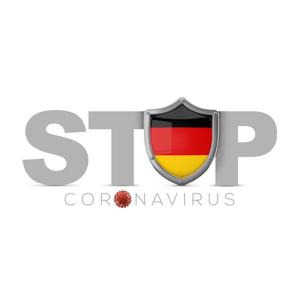 Almanya koruyucu kalkanı. Coronavius kavramını durdur. 3B Hazırlama — Stok fotoğraf