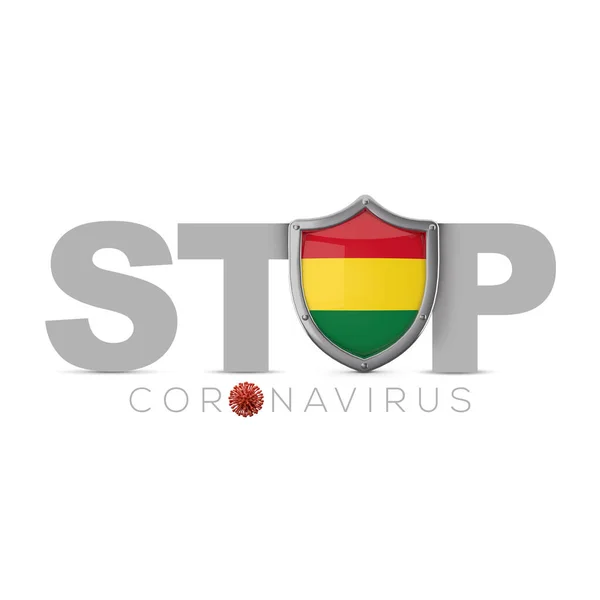 Bolivia beschermschild. Stop het coronavius concept. 3D Render — Stockfoto