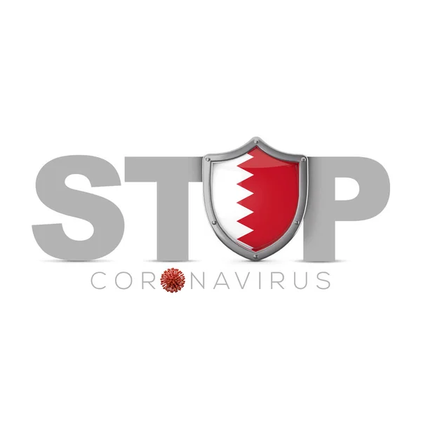 Bahreyn koruyucu kalkanı. Coronavius kavramını durdur. 3B Hazırlama — Stok fotoğraf