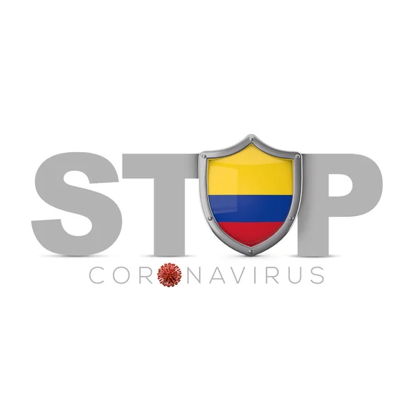 Beschermingsschild van Colombia. Stop het coronavius concept. 3D Render — Stockfoto